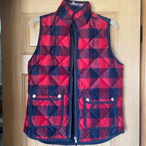 J. Crew Plaid Check Down Quilted Puffer Vest XS